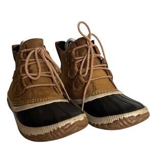 Sorel Sz 7 Out N About Waterptoof Leather PVC Tie Boot Tan Leather PVC bottom